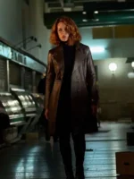 Kate Beckinsale Canary Black 2024 Leather Coat - Image 3