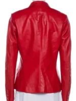 His and Hers Tessa Thompson Red Leather Blazer