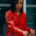 His and Hers Tessa Thompson Red Leather Blazer