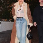 LA 2026 Rita Ora Brown Shearling Coat