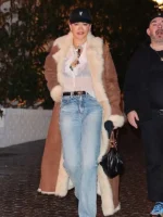 LA 2026 Rita Ora Brown Shearling Coat