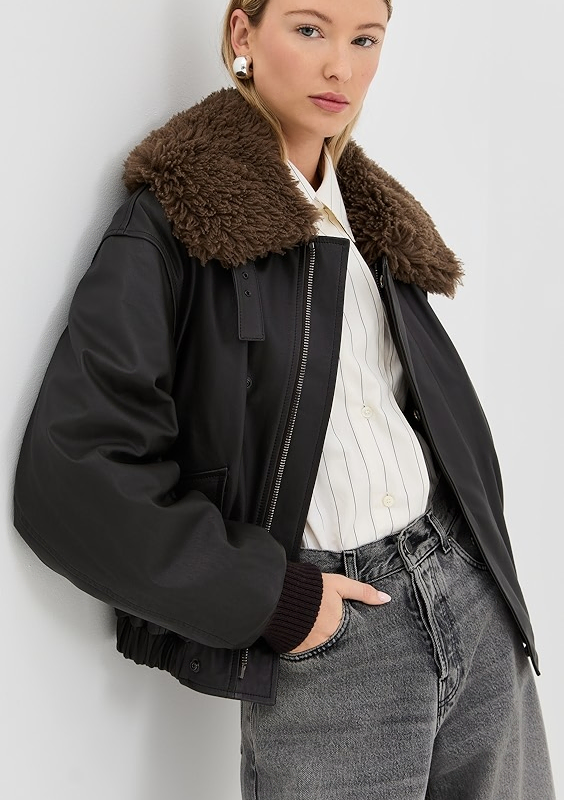 Lemaire-Leather-Blouson-With-Shearling-Collar