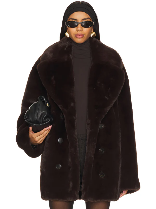 Wainscott Faux Fur Jacket In Brown Lovers And Friends