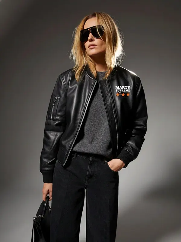 Marty-Supreme-Black-Bomber-Leather-Jacket Marty Supreme Black Bomber Leather Jacket