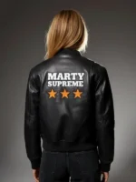 Marty Supreme Black Bomber Leather Jacket