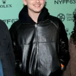 Timothee Chalamet NYFF63 Black Leather Jacket