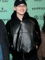 Timothee Chalamet NYFF63 Black Leather Jacket