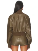 Norma Kamali Oversized Turtleneck Bomber Jacket In Bark - Image 5