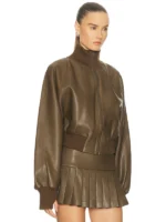 Norma Kamali Oversized Turtleneck Bomber Jacket In Bark - Image 4