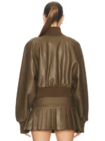 Norma Kamali Oversized Turtleneck Bomber Jacket In Bark - Image 6