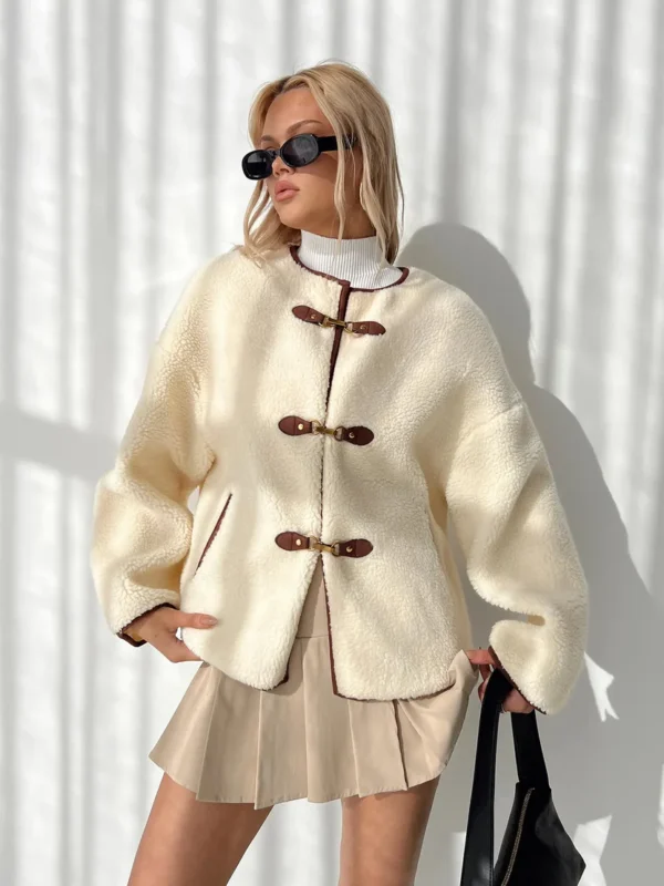 Princess Polly Adylic Teddy Coat Cream Brown
