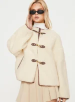 Princess Polly Adylic Teddy Coat Cream Brown - Image 2