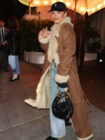 LA 2026 Rita Ora Brown Shearling Coat