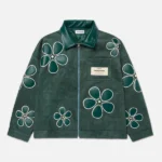 Ryoko Rain Green Floral Suede Work Jacket