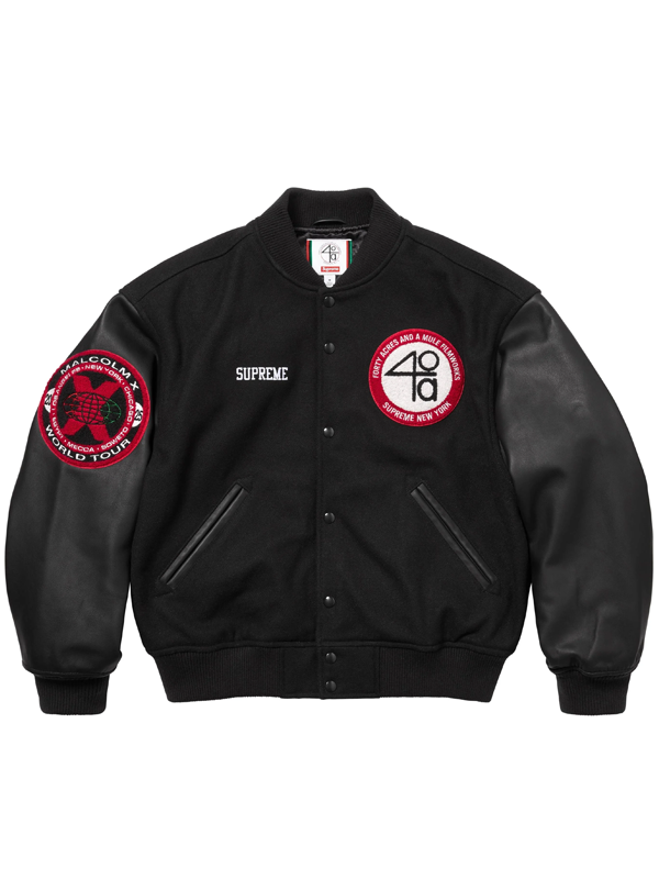 Supreme-X-40-Acres-Malcolm-X-Varsity-Jacket-Black