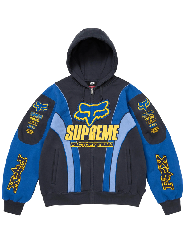 Supreme-X-Fox-Racing-Zip-Up-Hooded-Sweatshirt-Blue Supreme-X-Fox-Racing-Zip-Up-Hooded-Sweatshirt-Blue