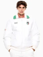 Team Italy EA7 Emporio Armani Bomber Jacket - White - Image 2