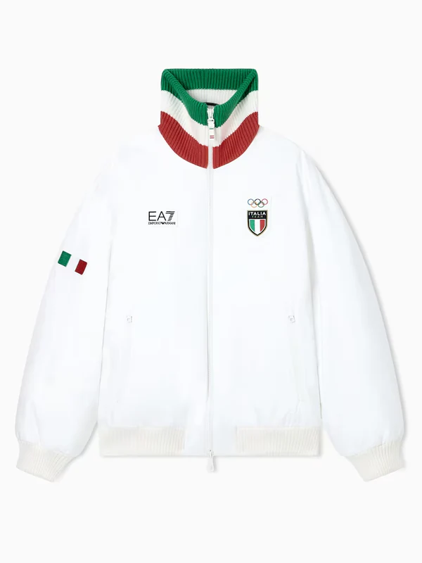 Team-Italy-EA7-Emporio-Armani-Bomber-Jacket-White Team Italy EA7 Emporio Armani Bomber Jacket - White