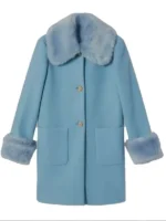 Too Much Megan Stalter Blue Fur Coat