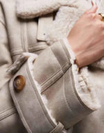 Topshop Faux Leather Shearling Longline Aviator Jacket In Cream - Image 2