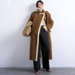 Topshop Longline Aviator Faux Shearling Coat In Tan And Cream