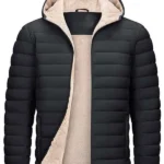 Men Black Puffer Sherpa Lined Jacket