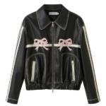 Womens-Pink-Bow-Leather-Oversized-Jacket