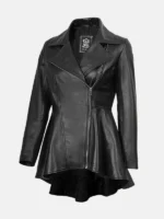 Clarissa Womens Black Peplum Leather Jacket