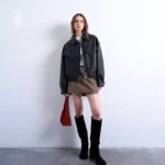 Topshop Oversized Faux Leather Bubble Boxy Zip Up Bomber Jacket In Black