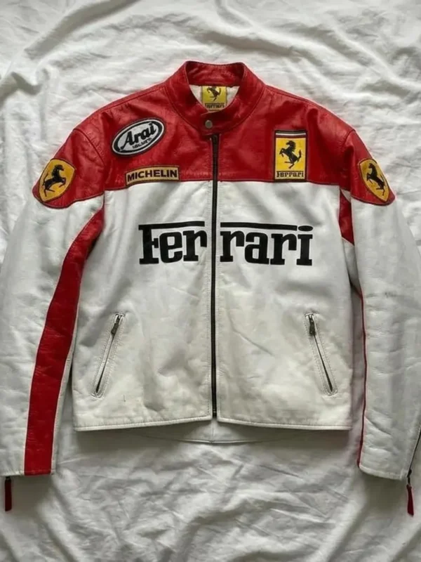 Handmade-Vintage-Ferrari-Racing-Leather-Jacket